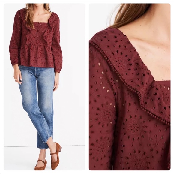 Madewell Tops - Madewell Eyelet Pom-Pom Top